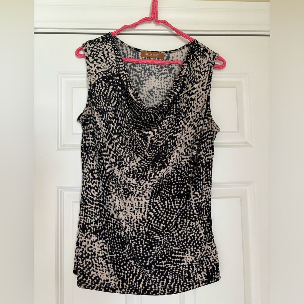 Black & Tan Ladies Abstract Shell/Blouse